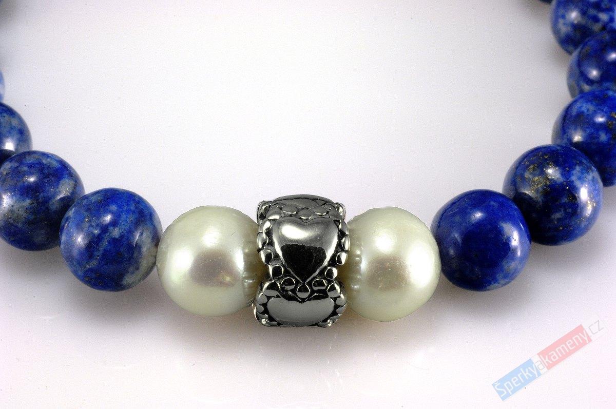 Náramek z lapisu lazuli QA, a perel QA, "mořská princezna" (LL348NS)