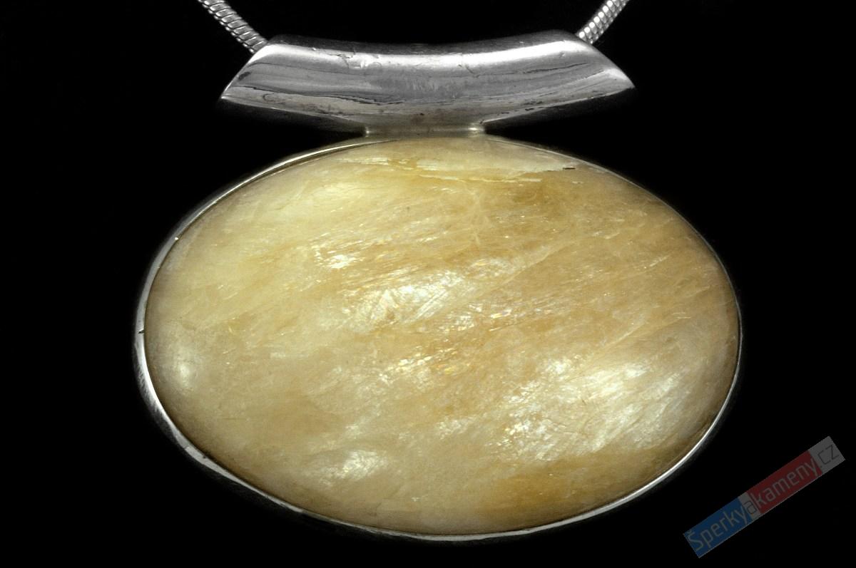 Stříbrný přívěšek (Ag 925/1000) se stilbitem QAA, cca 27 x 43 mm, RARITA (SB1050P)