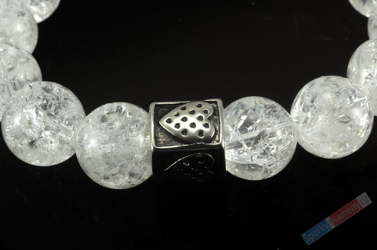Náramek z ledového křišťálu "ledová hvězda", kuličky cca 10 mm (KR185NS)