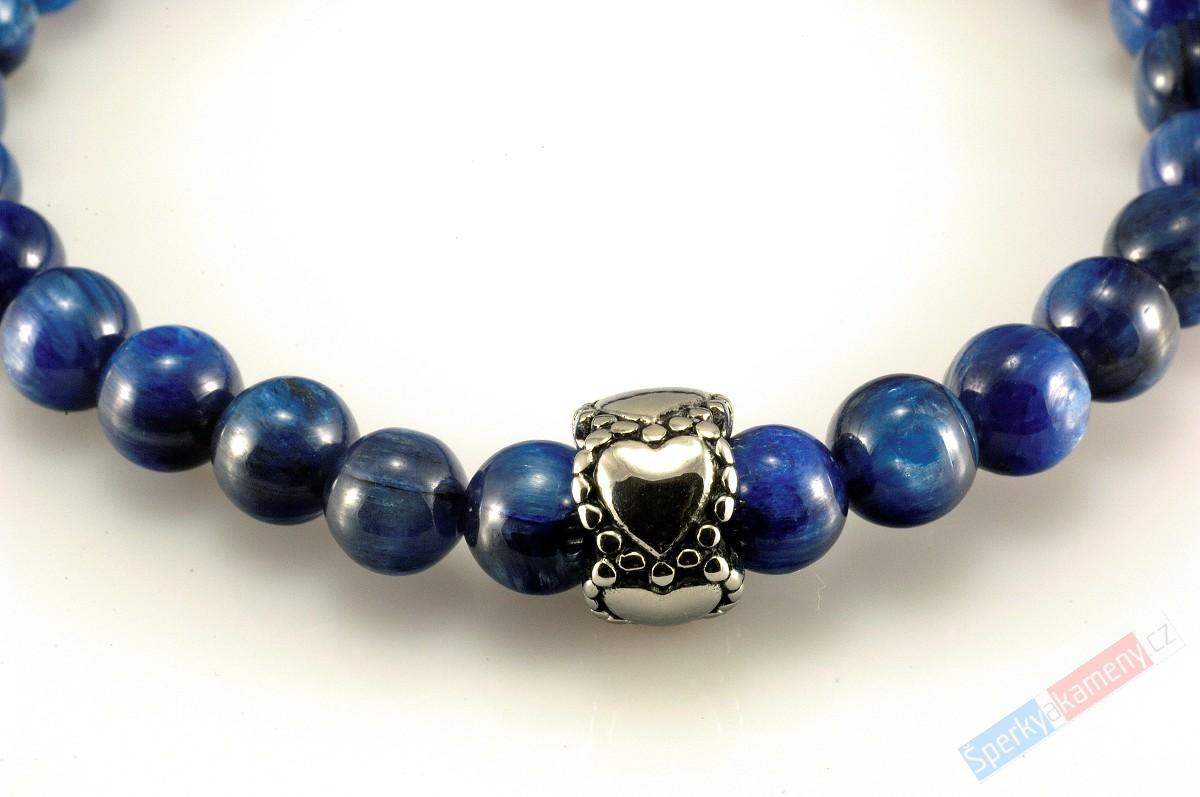 Náramek z kyanitu QA "nebe nad Atlantidou VI", kuličky cca 8 mm (KY456NS)