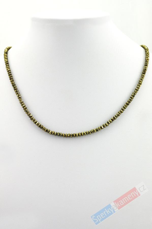 Náhrdelník z broušeného pyritu QA, kuličky cca 1,5-2 mm (PY251B)