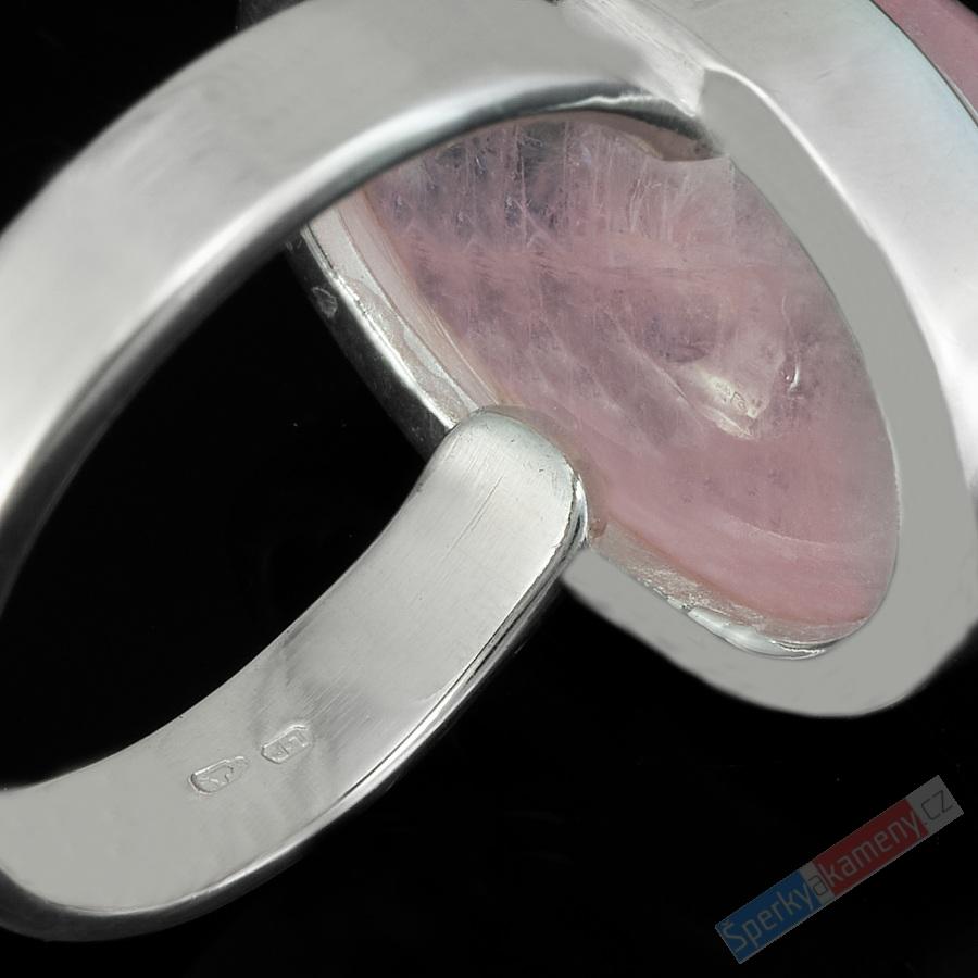 Stříbrný prsten (Ag 925/1000) s morganitem QAA, vel. kamene cca 18 x 14 mm, krásná barva (MG1211R)