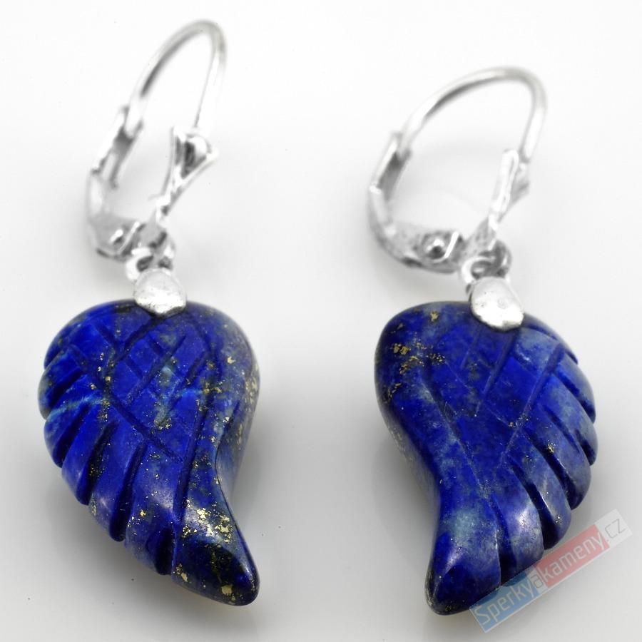 Náušnice z lapisu lazuli QA ve tvaru andělských křídel, vel. cca 36 mm, stříbro Ag 925/1000 (LL4235U)