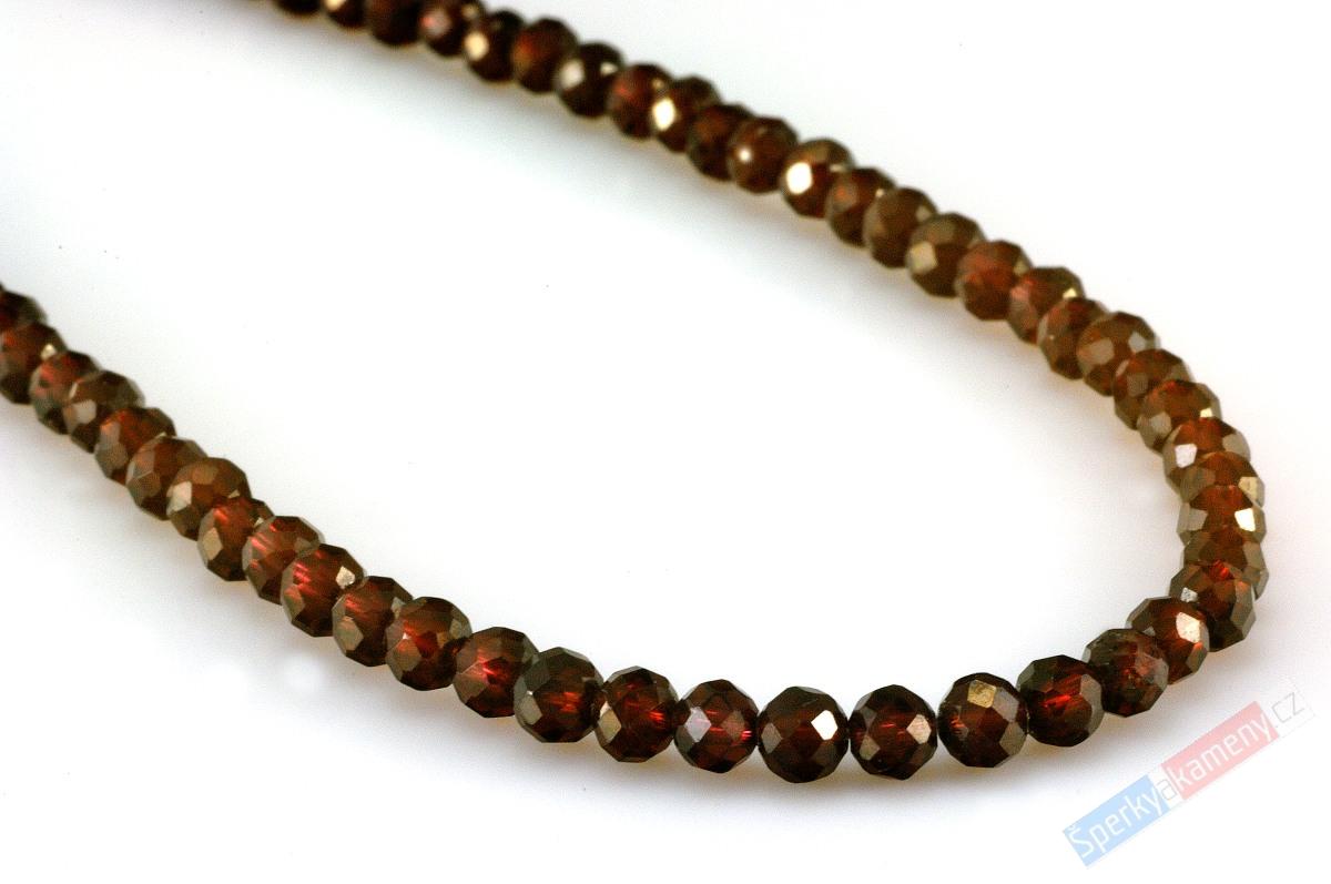 Náhrdelník z broušeného granátu almandin QA, kuličky cca 5 mm, krásná barva, stříbro Ag 925/1000 (GR5324B)