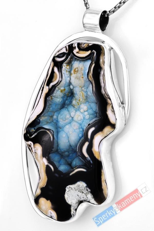 Extra velký stříbrný přívěsek (Ag 925/1000) s korálovcem QAA, cca 72 x 43 mm, "zkamenělá krása z floridských hlubin", RARITA (KV4318P)