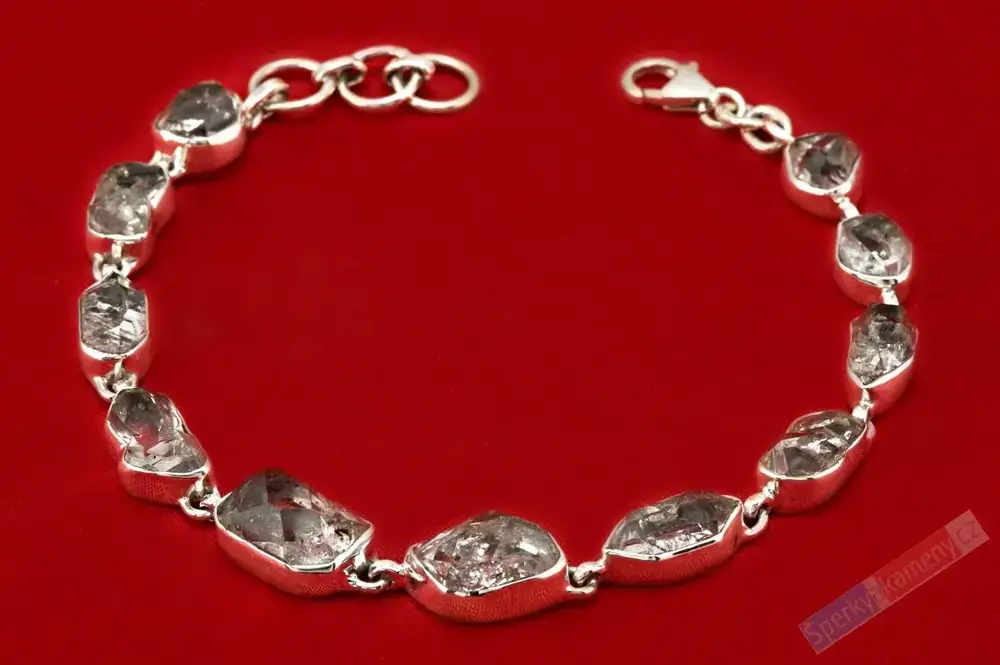Originální stříbrný náramek (Ag 925/1000) s křišťálem Herkimer, 11 kamenů, RARITA (KRH5002NS)