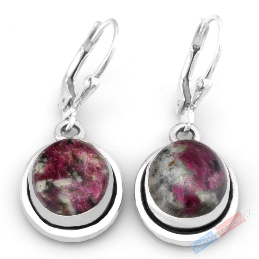 Stříbrné náušnice (Ag 925/1000) s eudialitem QA, oválky cca 16 mm, RARITA (ED7262U)