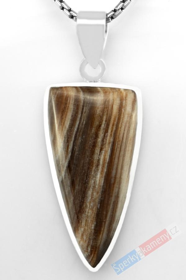 Unisex stříbrný přívěsek (Ag 925/1000) s indonéským opálem QA, cca 35 x 18 mm, RARITA (OPN6052P)