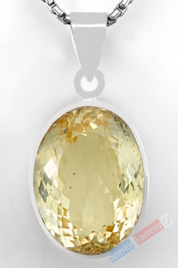 Stříbrný přívěsek (Ag 925/1000) s broušeným skapolitem QAA, ovál cca 24 x 18 mm, RARITA (SK2118P)