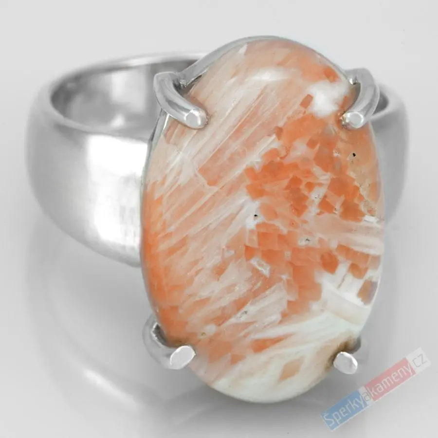 Stříbrný prsten (Ag 925/1000) se skolecitem QAA, vel. kamene cca 20 x 13 mm, RARITA (SC1548R)