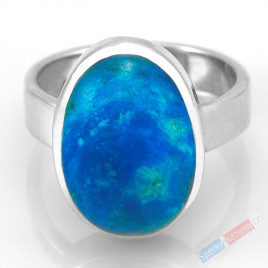 Stříbrný prsten (Ag 925/1000) s modrým peruánským opálem QAA, vel. kamene cca 19 x 14 mm, RARITA (OPE1218R)