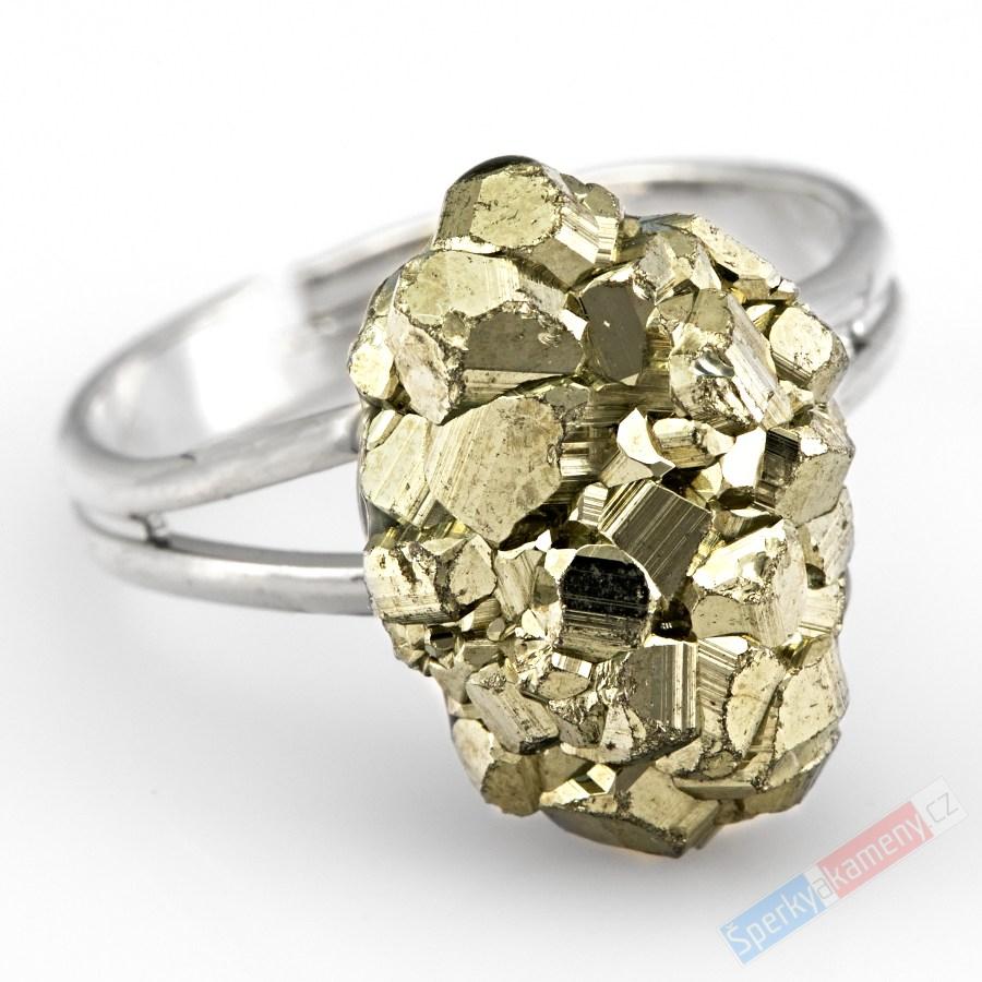 Prsten z pyritu QA, vel. kamene cca 16 x 10 mm (PY1583R)