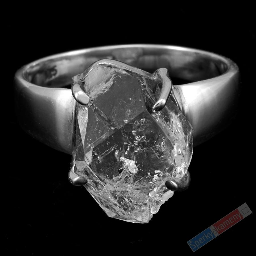Stříbrný prsten (Ag 925/1000) s křišťálem Herkimer QA, vel. kamene cca 14 x 11 mm, POUZE VELIKOST 56, RARITA (KRH9075R)