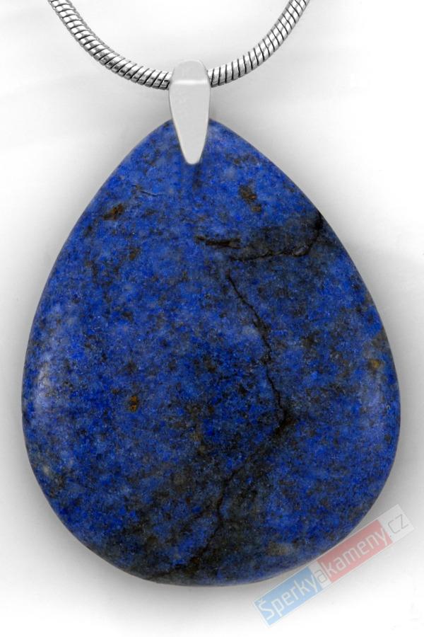 Přívěsek z dumortieritu QA, stříbro Ag 925/1000, kapka cca 30 x 25 mm (DM2410P)