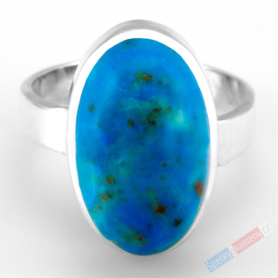 Stříbrný prsten (Ag 925/1000) s modrým peruánským opálem QAA, vel. kamene cca 21 x 13 mm, RARITA (OPE1220R)