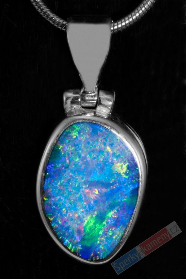 Stříbrný přívěsek (Ag 925/1000) s drahým australským opálem QAA, cca 18 x 12 mm, RARITA (ODR2238P)