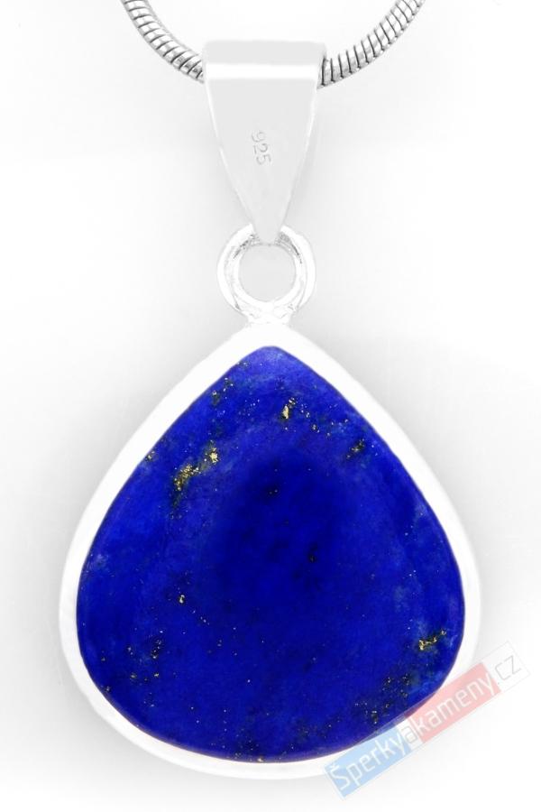 Stříbrný přívěsek (Ag 925/1000) s lapisem lazuli QA, kapka cca 23 x 20 mm (LL4841P)