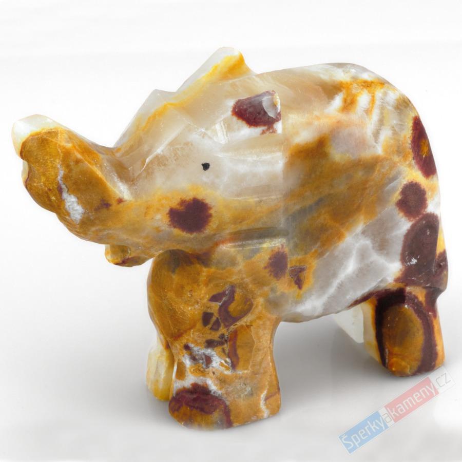 Figurka slona z aragonitu, cca 65 x 76 mm (AG1093F)