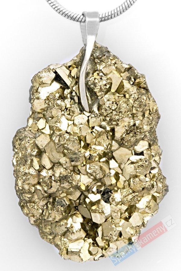 Přívěsek z pyritu QA, vel. cca 30 mm (PY158P)
