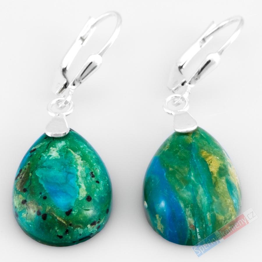 Náušnice z peruánského opálu QA, kapky cca 18 x 13 mm, stříbro (Ag 925/1000), RARITA (OPE7867U)