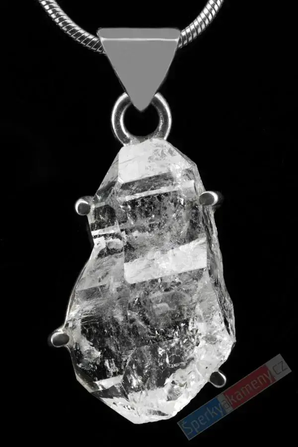 Unisex stříbrný přívěsek (Ag 925/1000) s křišťálem Herkimer QA, cca 23 x 13 mm, RARITA (KRH1452P)