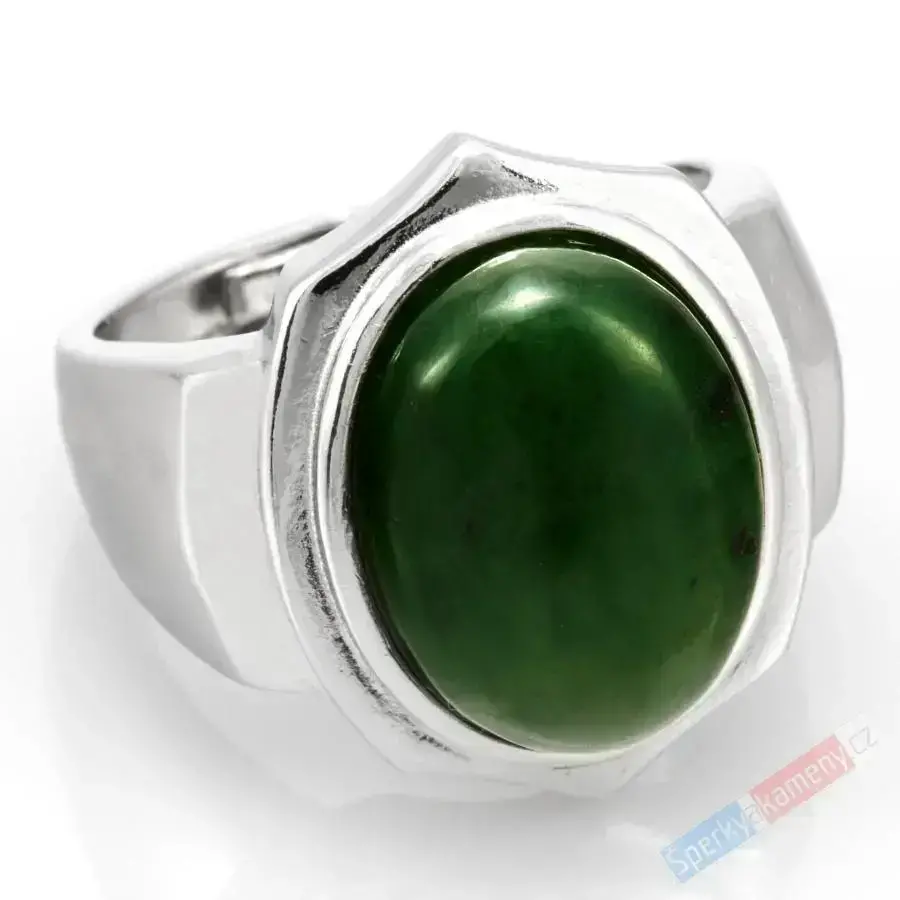 Unisex stříbrný prsten (Ag 925/1000) s nefritem QA, vel. kamene cca 18 x 15 mm (NE6053R)