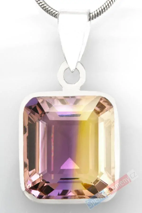 Unisex stříbrný přívěsek (Ag 925/1000) s broušeným ametrínem QAA, cca 18 x 16 mm, "krása zapadajícího slunce", RARITA (AC2118P)