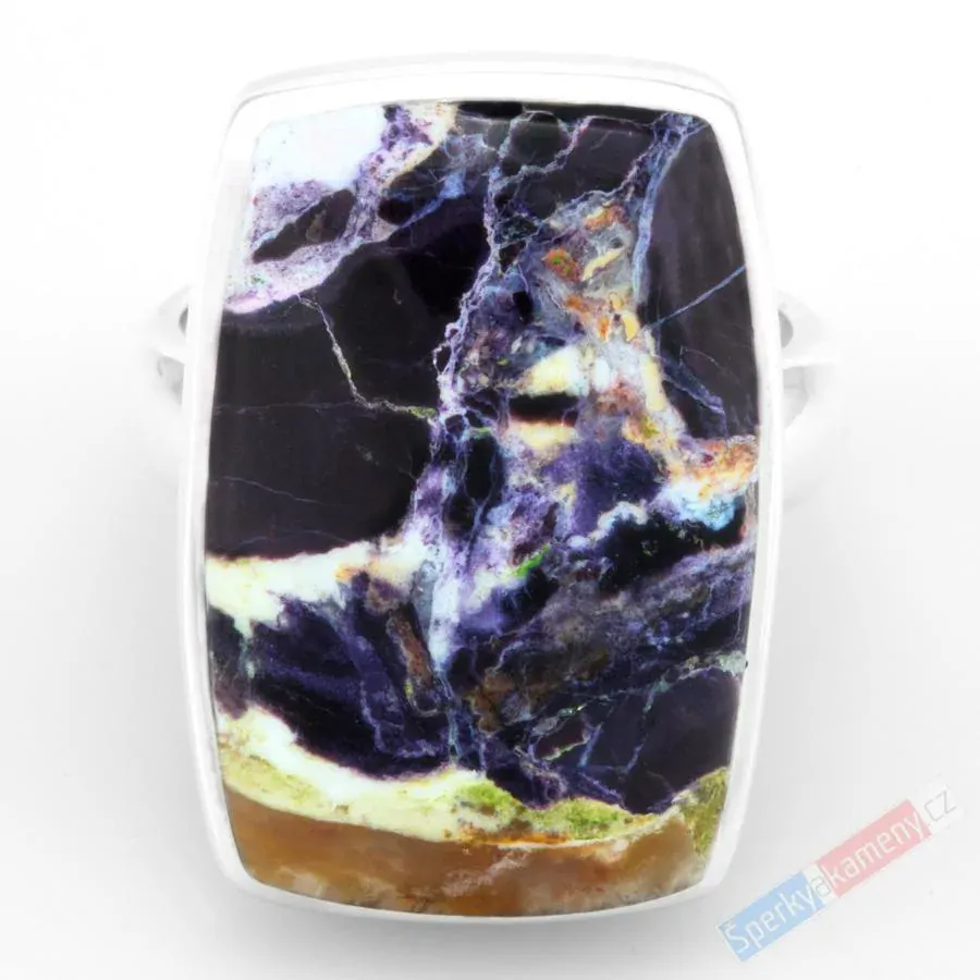 Unisex stříbrný prsten (Ag 925/1000) s Tiffany Stone QAA, vel. kamene cca 27 x 19 mm, krásná kresba, RARITA (TF1817R)
