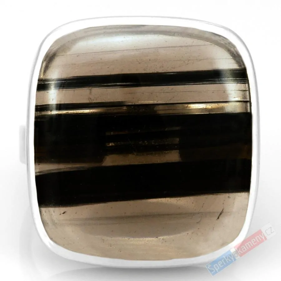 Unisex stříbrný prsten (Ag 925/1000) s obsidiánem QA, vel. kamene cca 26 x 24 mm (OB7261R)