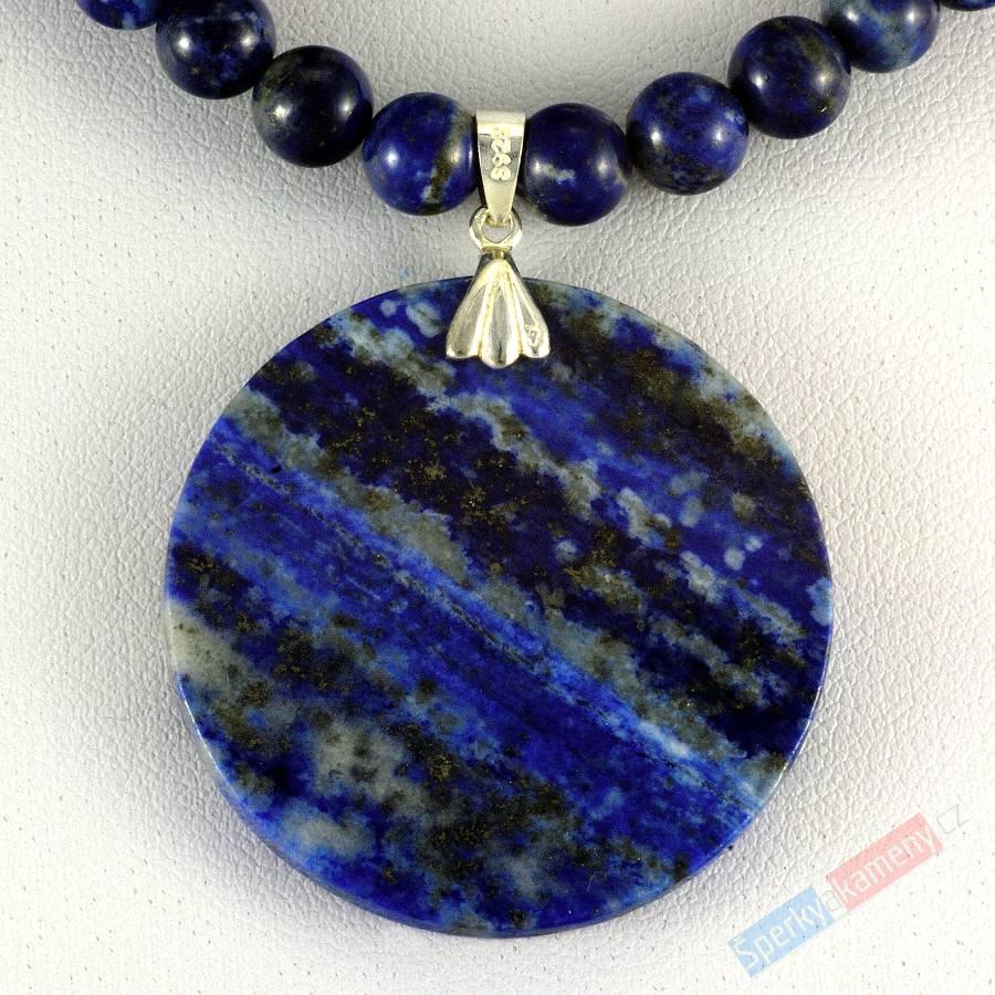 Náhrdelník z lapisu lazuli QA "modrá hlubina", kuličky cca 4 mm (LL350S)