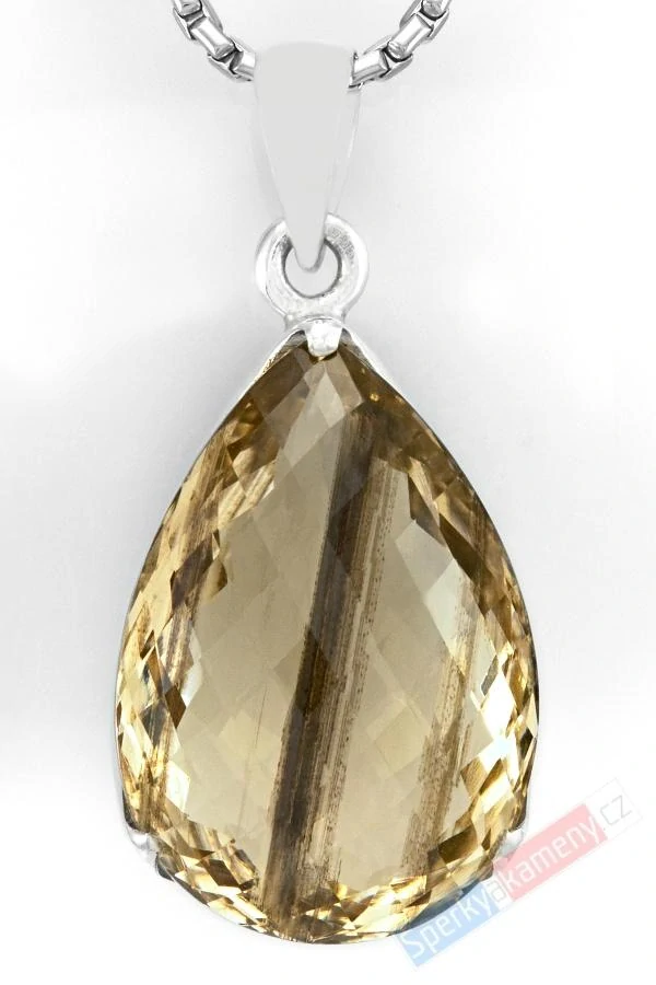Stříbrný přívěsek (Ag 925/1000) s broušeným skapolitem QAA, kapka cca 27 x 19 mm, RARITA (SK2117P)