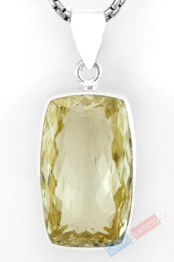 Unisex stříbrný přívěsek (Ag 925/1000) s broušeným hiddenitem QAA, cca 28 x 17 mm, "anděl strážný", RARITA (HD2723P)