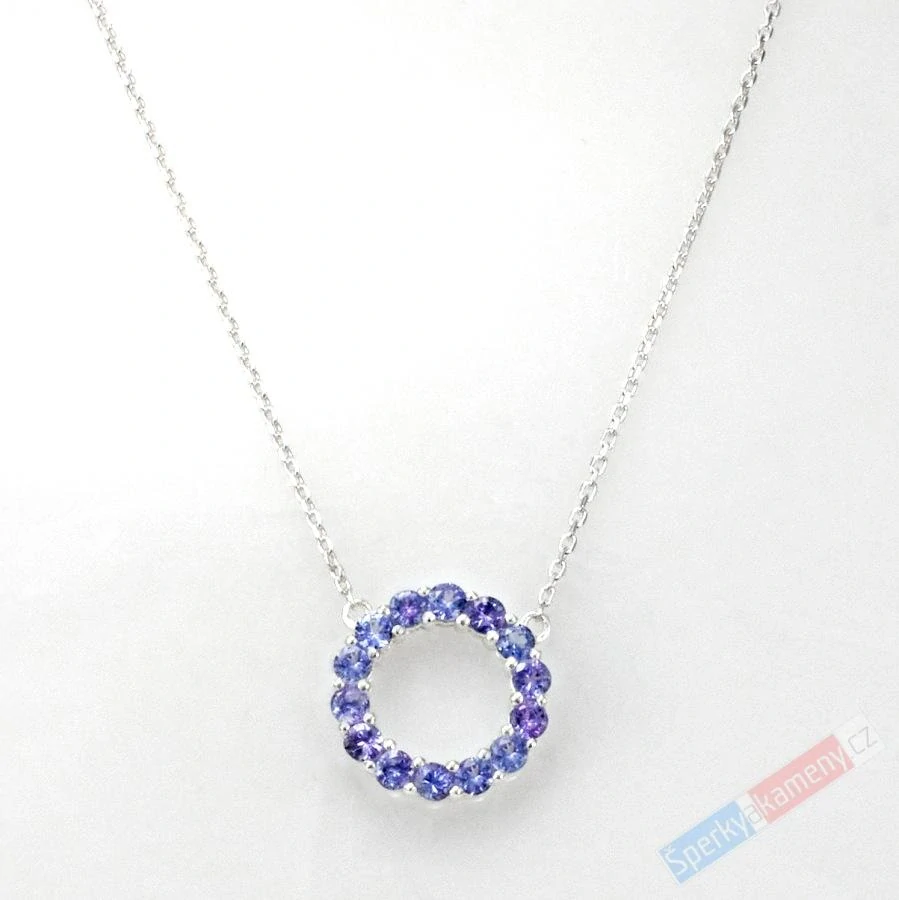 Originální minimalistický stříbrný náhrdelník (Ag 925/1000) s broušeným tanzanitem QA, RARITA (TZ1694S)