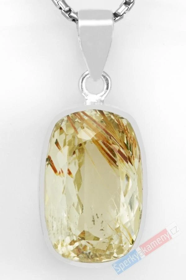 Unisex stříbrný přívěsek (Ag 925/1000) s broušeným hiddenitem QAA, cca 23 x 16 mm, "anděl strážný", RARITA (HD2118P)