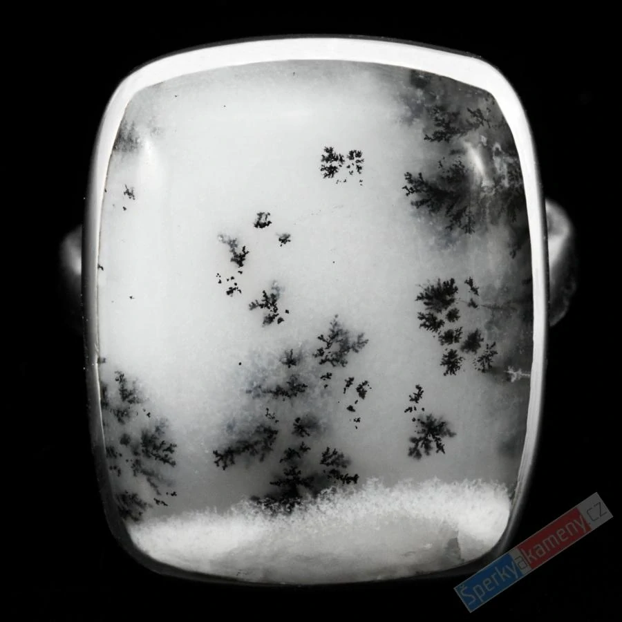 Stříbrný prsten (Ag 925/1000) s merlinitem QAA, vel. kamene cca 22 x 18 mm, POUZE VELIKOST 56/57, RARITA (OD6058R)
