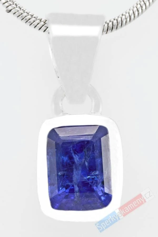 Unisex stříbrný přívěsek (Ag 925/1000) s broušeným tanzanitem QAA, cca 10 x 8 mm, nádherná sytá barva, RARITA (TZ1331P)