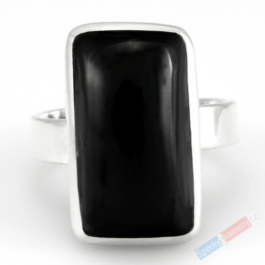 Unisex stříbrný prsten (Ag 925/1000) s turmalínem skorylem QA, vel. kamene cca 22 x 13 mm, "ochrana proti negativní energii" (TU6054R)