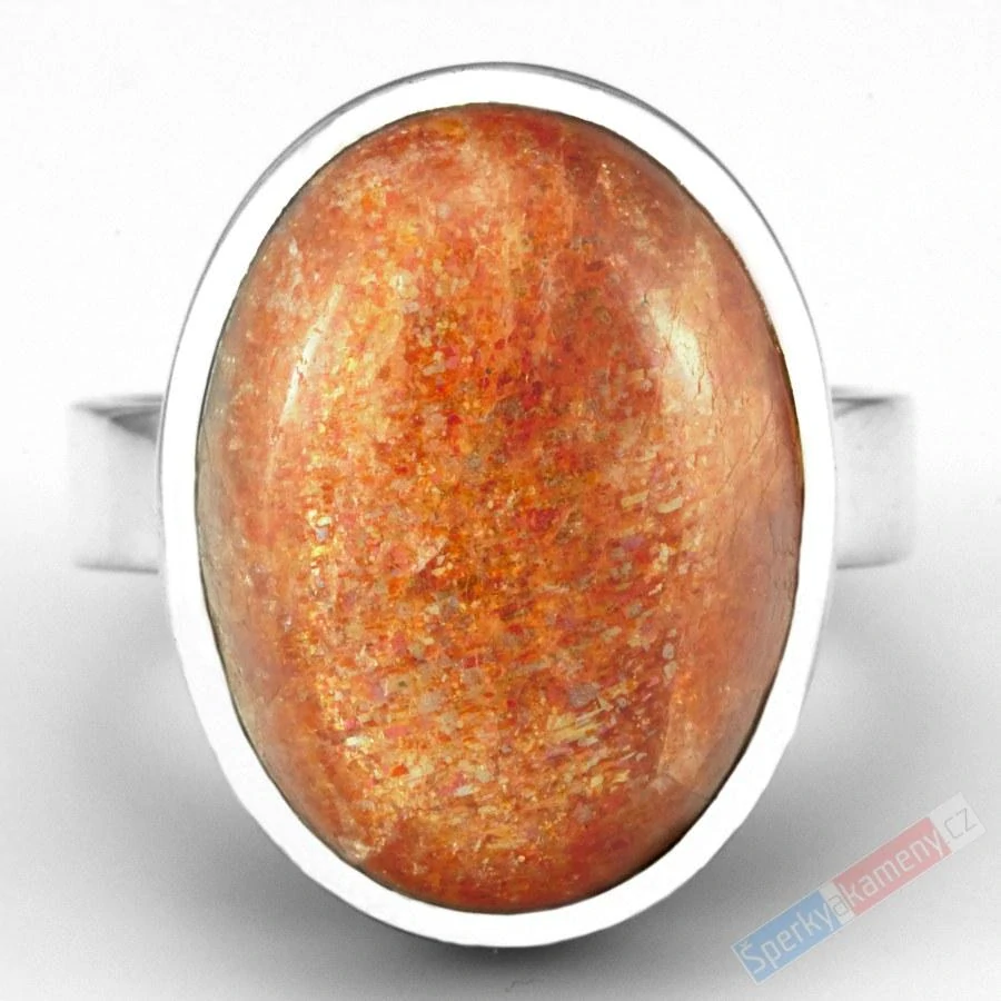 Stříbrný prsten (Ag 925/1000) se slunečním kamenem QA, vel. kamene cca 21 x 16 mm (SL1089R)