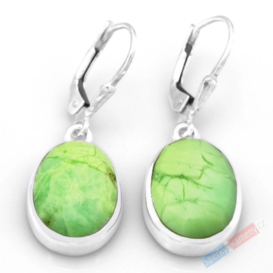 Stříbrné náušnice (Ag 925/1000) s lemon chryzoprasem QA, ovály cca 16 x 12 mm, RARITA (CHRL6052U)