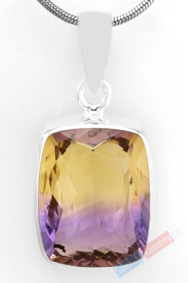 Unisex stříbrný přívěsek (Ag 925/1000) s broušeným ametrínem QAA, cca 19 x 16 mm, "krása zapadajícího slunce", RARITA (AC4001P)
