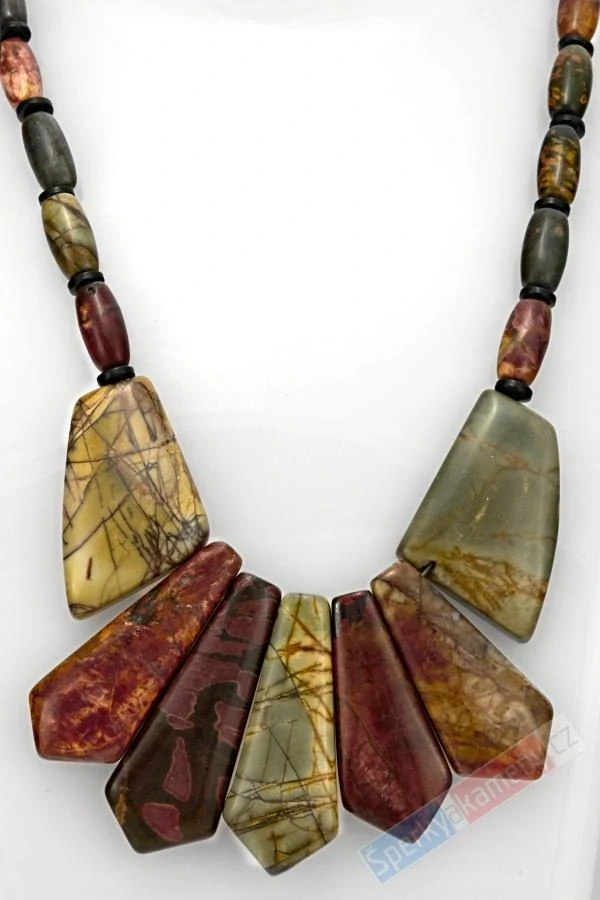 Originální náhrdelník v etno stylu z Picasso Jasper QA, "šperk indiánského kmene Juteů" (JAP3630S)