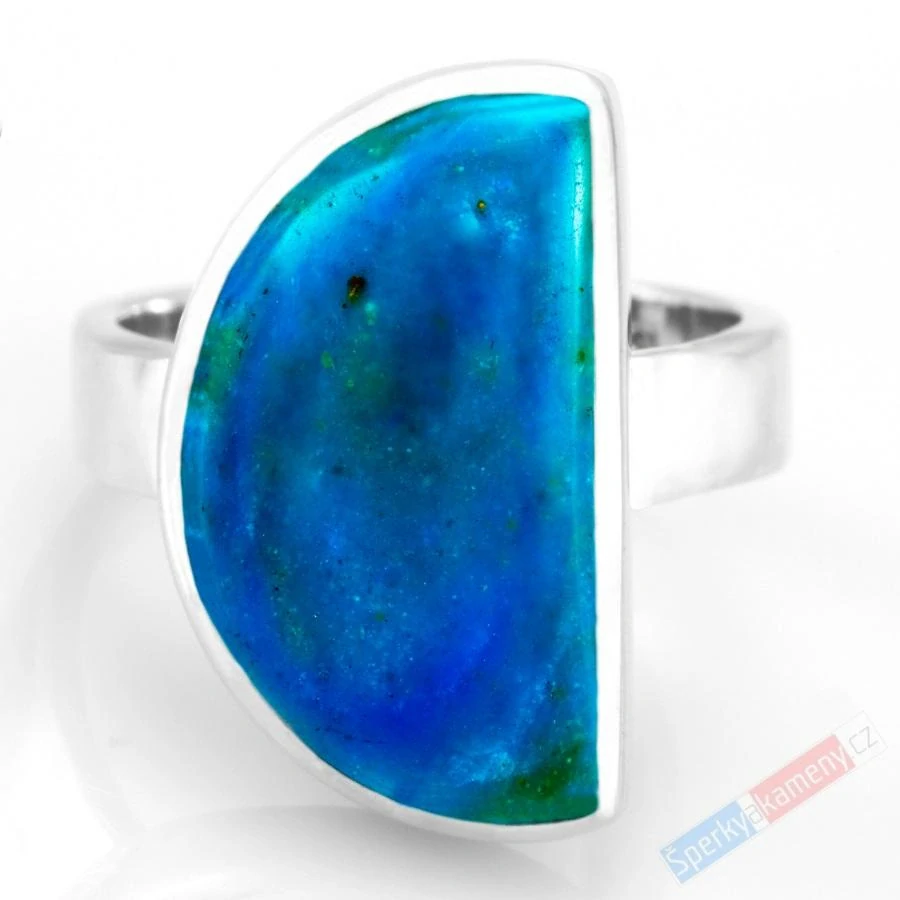 Stříbrný prsten (Ag 925/1000) s modrým peruánským opálem QAA, vel. kamene cca 21 x 13 mm, RARITA (OPE1226R)