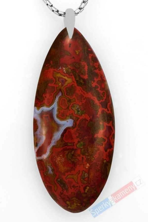 Velký přívěsek z australského achátu QA, ovál cca 54 x 24 mm, stříbro Ag 925/1000, RARITA (AJ5299P)