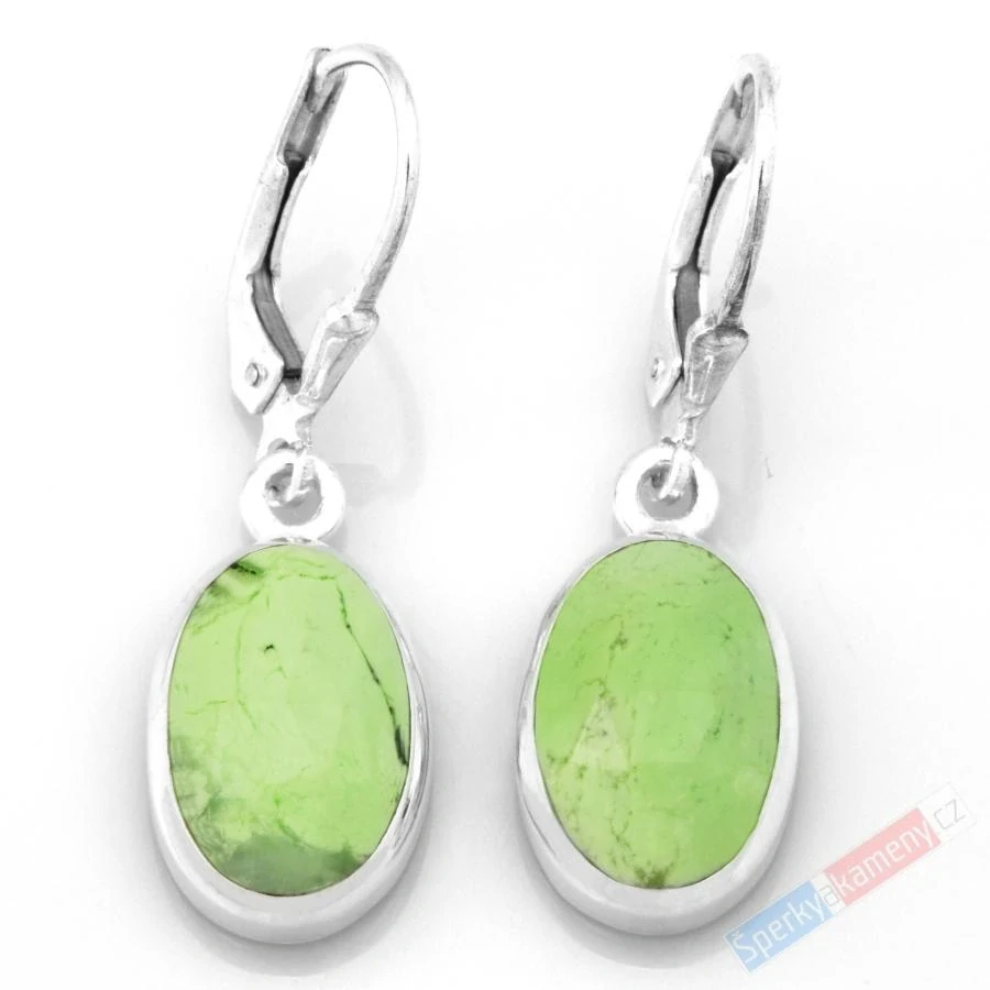 Stříbrné náušnice (Ag 925/1000) s lemon chryzoprasem QA, ovály cca 14 x 10 mm, RARITA (CHRL6053U)