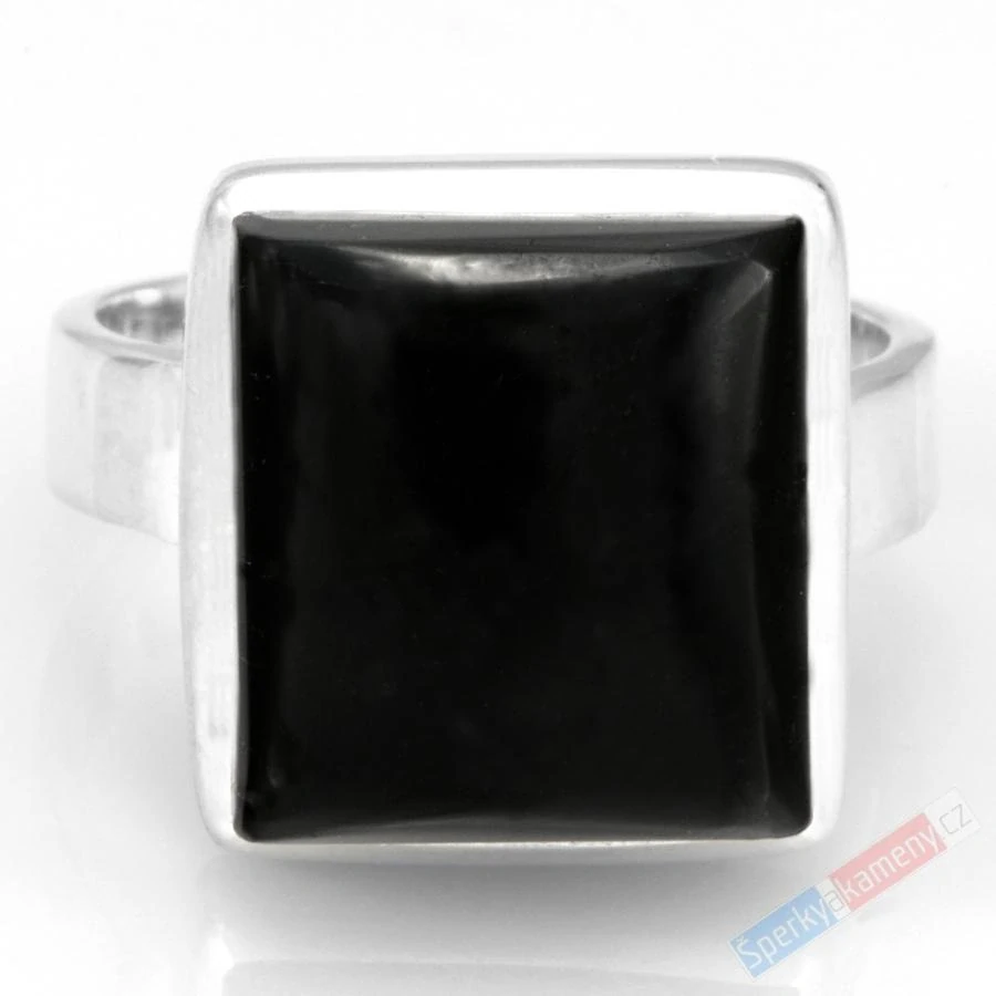 Unisex stříbrný prsten (Ag 925/1000) s turmalínem skorylem QA, vel. kamene cca 17 x 16 mm, "ochrana proti negativní energii" (TU6055R)