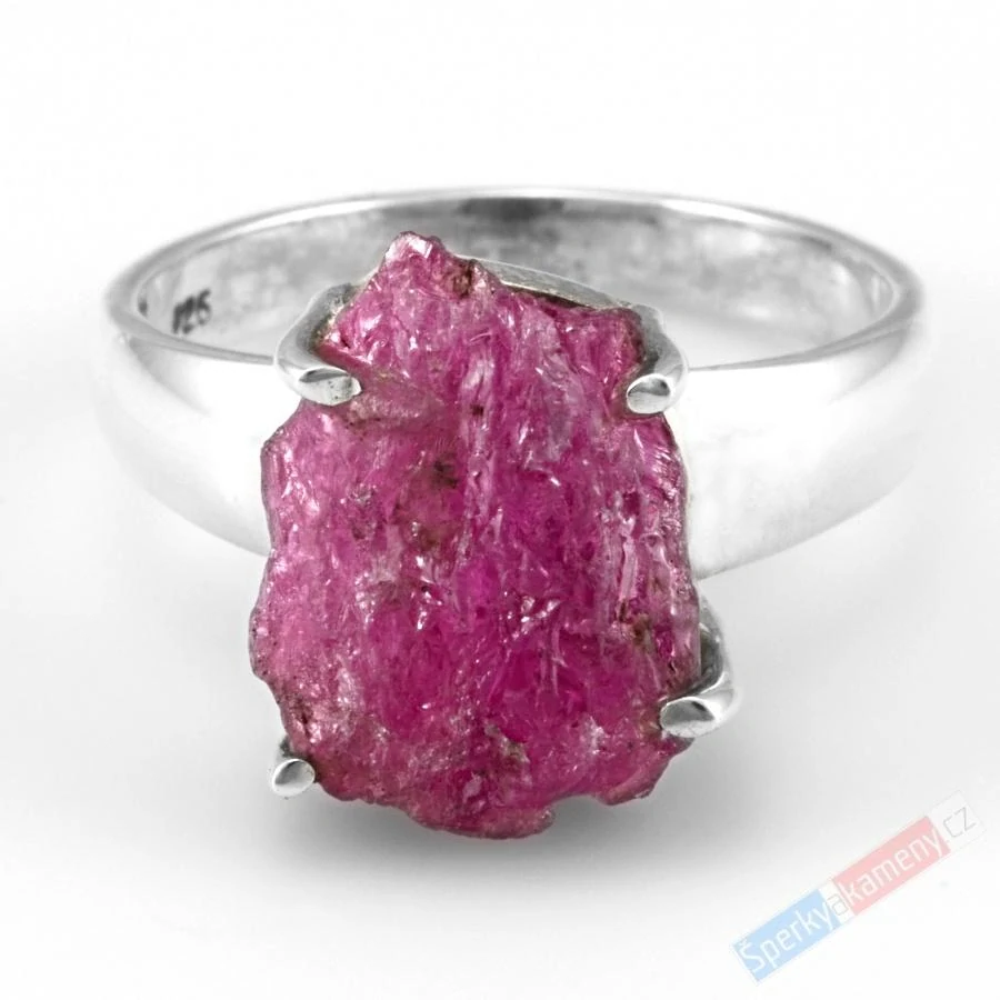 Stříbrný prsten (Ag 925/1000) s přírodním rubelitem QAA, vel. kamene cca 15 x 12 mm, krásná barva, POUZE VELIKOST 57/58 (RB1333R)