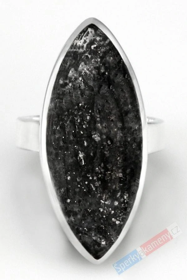 Velký stříbrný prsten (Ag 925/1000) s Black Sun Stone QA, vel. kamene cca 32 x 14 mm, RARITA (BSS7265R)