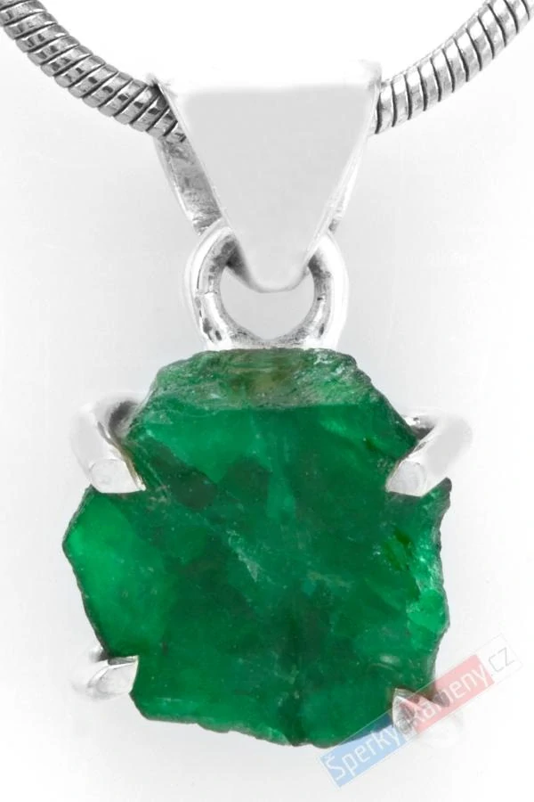 Unisex stříbrný přívěsek (Ag 925/1000) s přírodním smaragdem QA, cca 10 x 10 mm, nádherná barva (SM1029P)