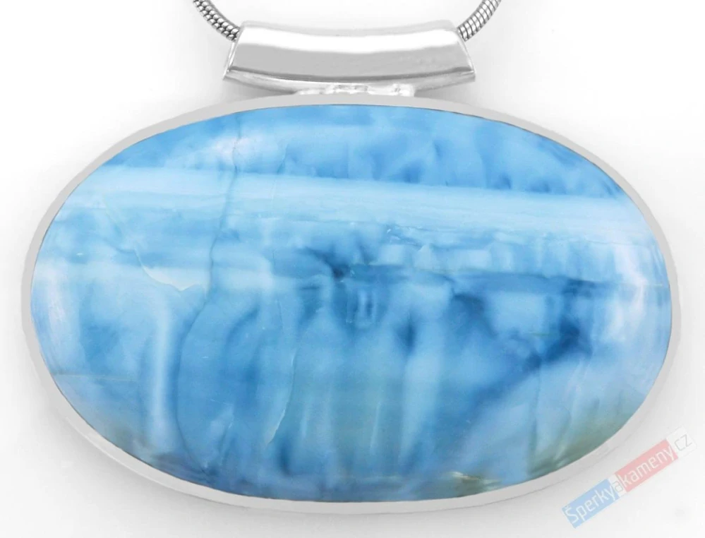 Větší stříbrný přívěsek (Ag 925/1000) s modrým opálem QAA, ovál cca 31 x 48 mm, RARITA (OPM1512P)