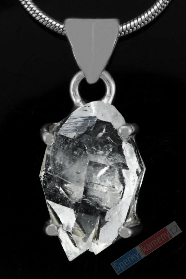 Unisex stříbrný přívěsek (Ag 925/1000) s křišťálem Herkimer QA, cca 15 x 11 mm, RARITA (KRH7562P)